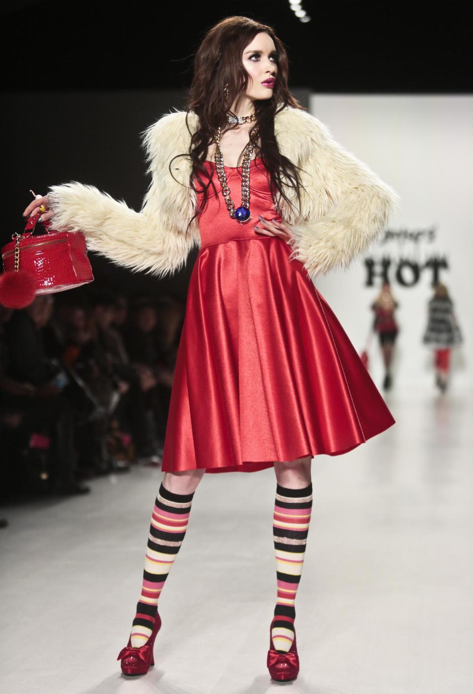 Fashion from the Betsey Johnson Fall 2014 collection is modeled during New York Fashion Week on Wednesday, Feb. 12, 2014. (AP Photo/Bebeto Matthews)