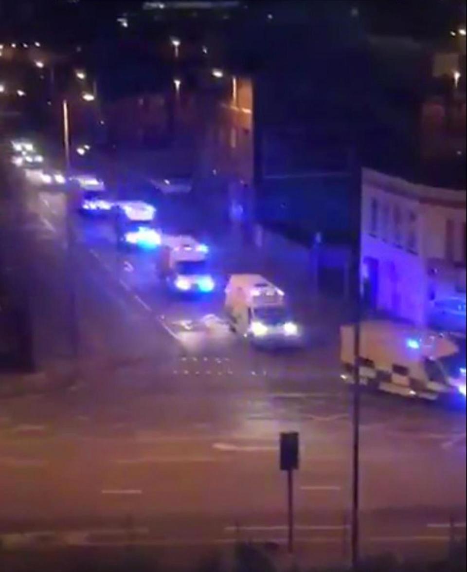 A convoy of ambulances on the way to Manchester Arena (@SamWardMCR/PA Wire)