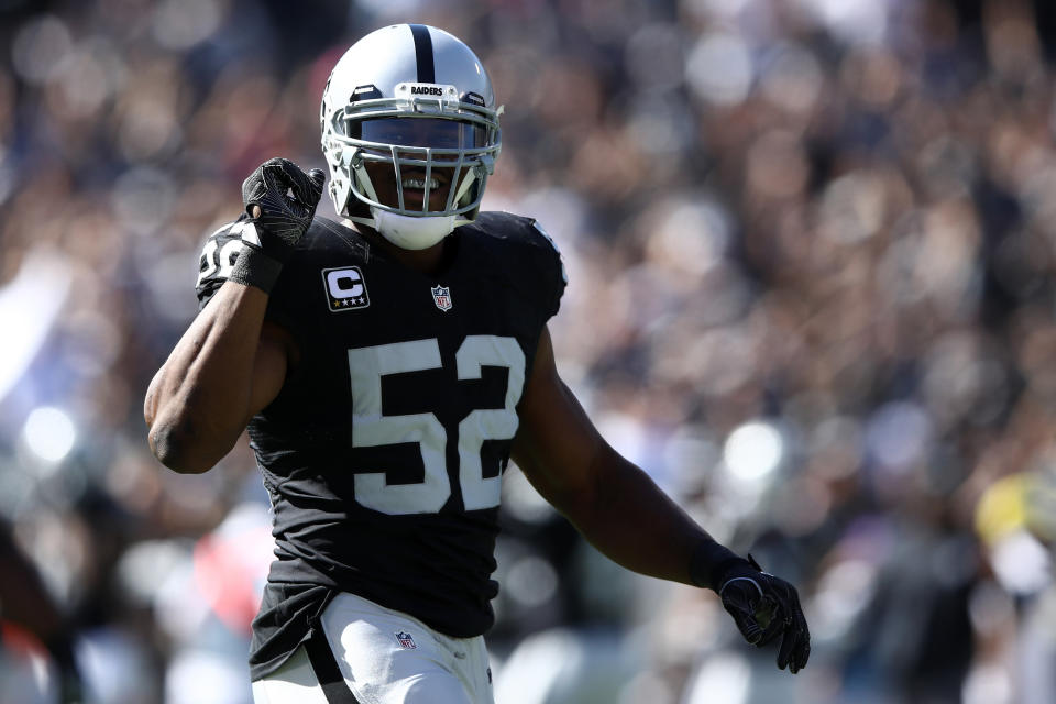 The Los Angeles Rams reportedly offered the Raiders an “aggressive package” for Khalil Mack before he was traded to the Chicago Bears. Getty Images)