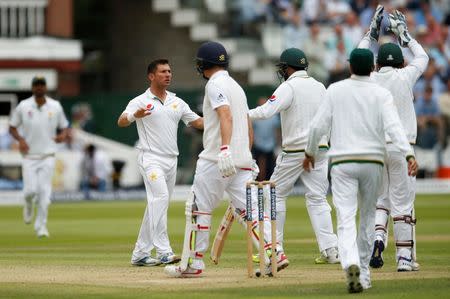 Britain Cricket - England v Pakistan - First Test - Lord’s - 15/7/16 Pakistan's Yasir Shah celebrates the wicket of England's Gary Ballance Action Images via Reuters / Andrew Boyers Livepic EDITORIAL USE ONLY.