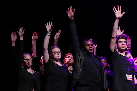 Cast members from the musical "Hemophilia: The Musical" perform during rehearsal in New York City, U.S., November 12, 2018. REUTERS/Shannon Stapleton