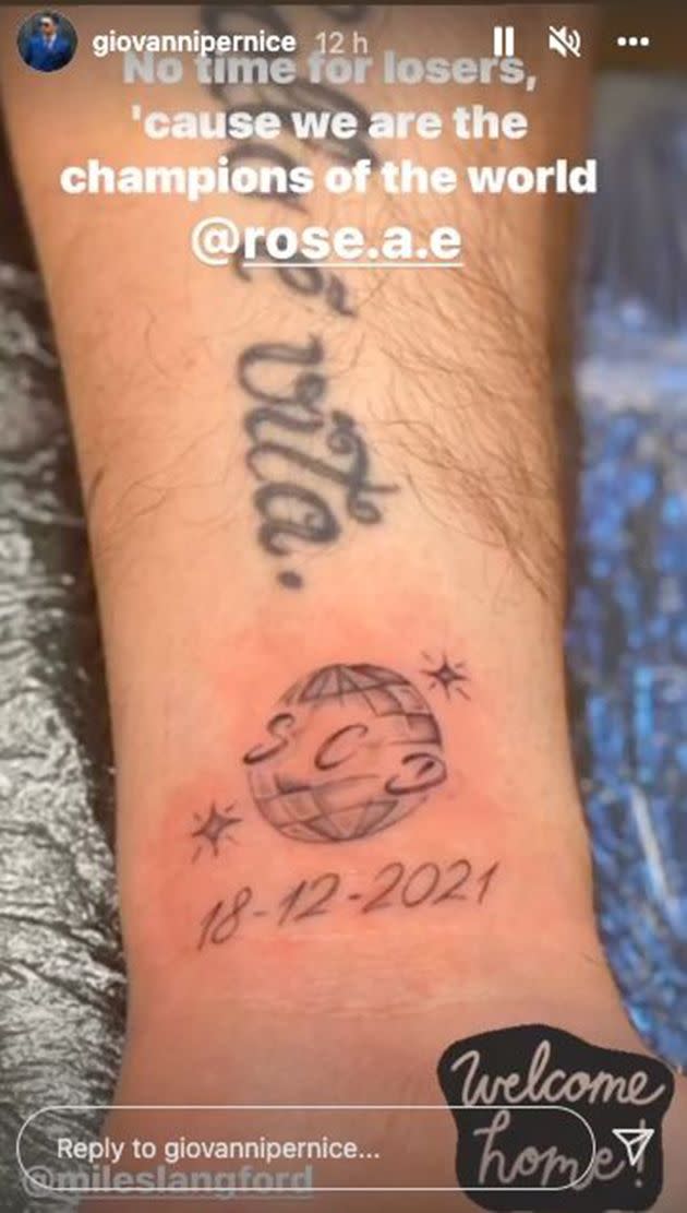 Giovanni's Strictly tattoo (Photo: Instagram)