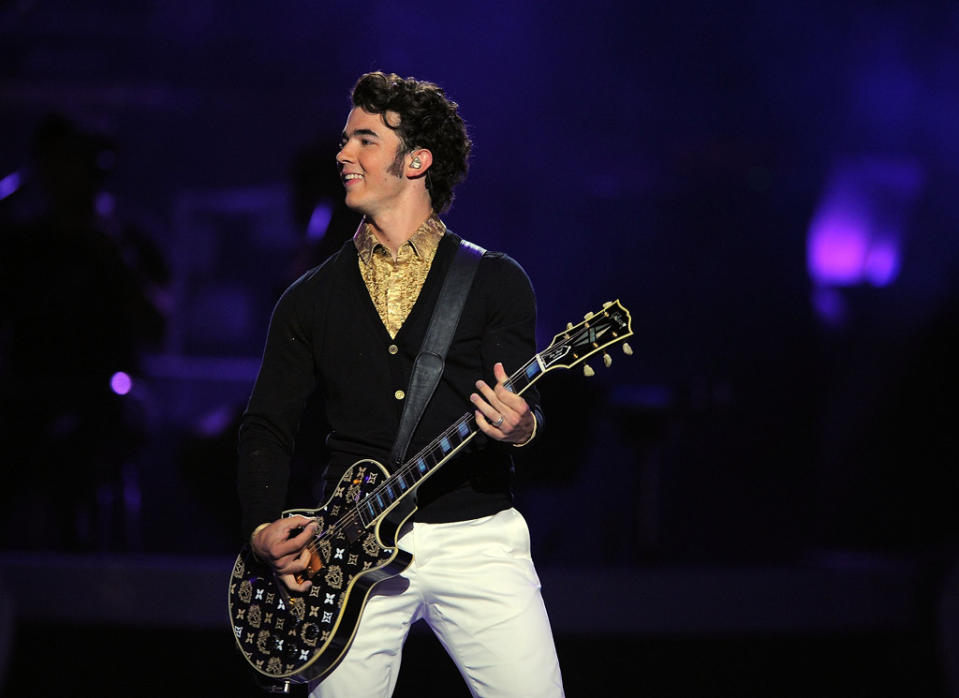 Kevin Jonas of the The Jonas Brothers performs on stage during the grand finale of "American Idol" Season 7.