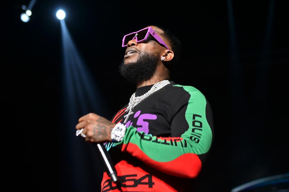 Gucci Mane performs at FedExForum for the Legendz of the Streetz Tour on Feb. 6, 2022, in Memphis, Tenn.