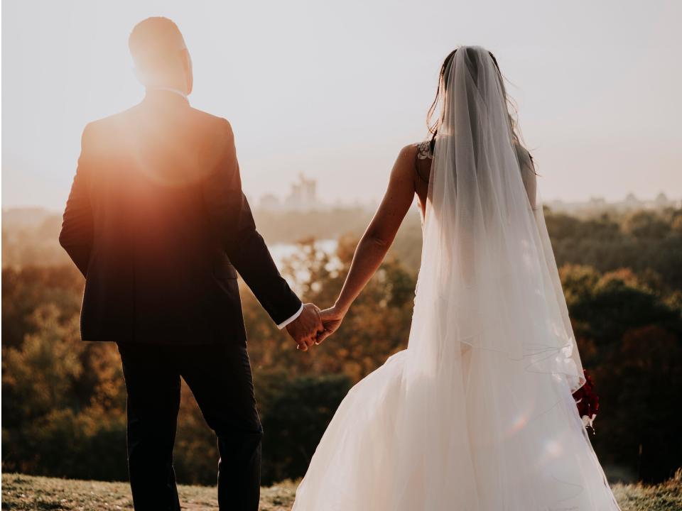 Bride and groom silhouette