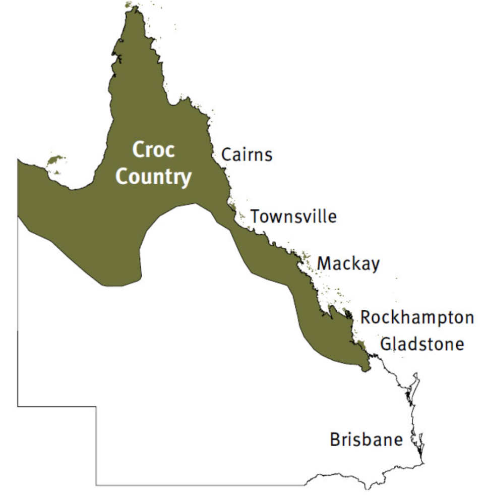 A map highlighting croc heavy parts of Queensland.