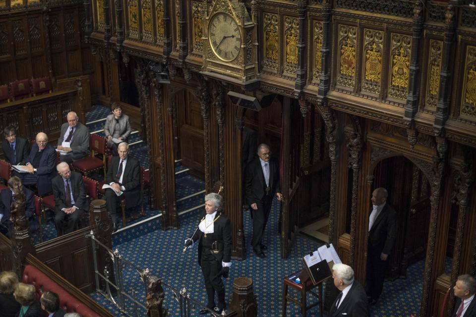 Contested chamber: Sarah Clarke is introduced into the House of Lords as the new Black Rod (Photo by Victoria Jones/Pool/Getty Images): Getty Images