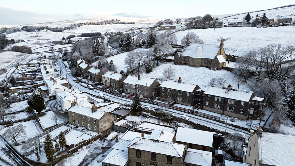 Snow surrounds Nenthead in the North Pennines in Cumbria (Owen Humphreys/PA Wire)