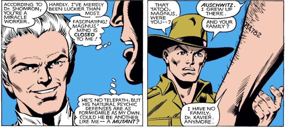 Charles Xavier recalls how he met Magneto, in an early 80s issue of X-Men, drawn by Dave Cockrum.
