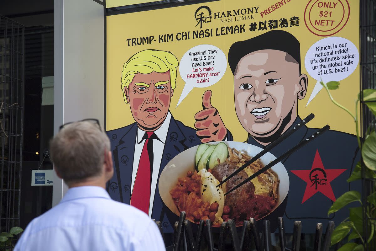 Harmony Nasi Lemak offers a special Trump Kim-Chi dish to its menu. (Photo by Ore Huiying/Getty Images)