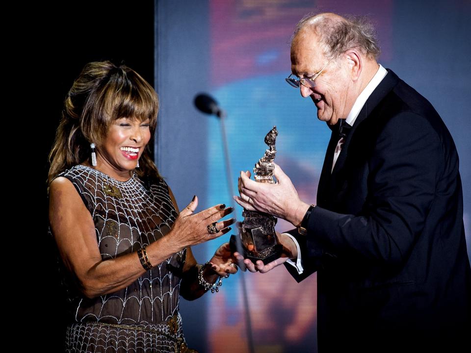 Tina Turner presenting Joop van den Ende an award