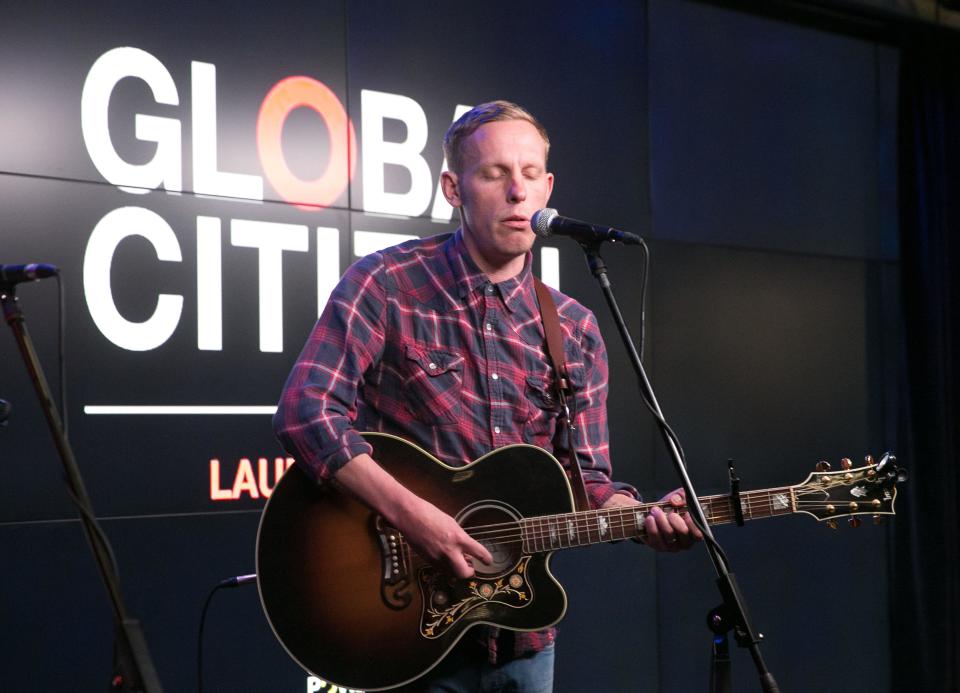 Laurence Fox performs  at Google HQ in support of the Global Citizen movement to end extreme poverty by 2030. The event celebrated the huge advances the movement has made in reducing global poverty.  