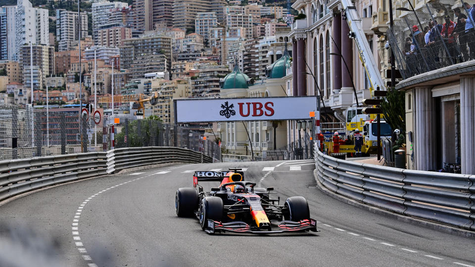 Red Bull's Dutch driver Max Verstappen drives during the Monaco Formula 1 Grand Prix at the Monaco street circuit in Monaco
