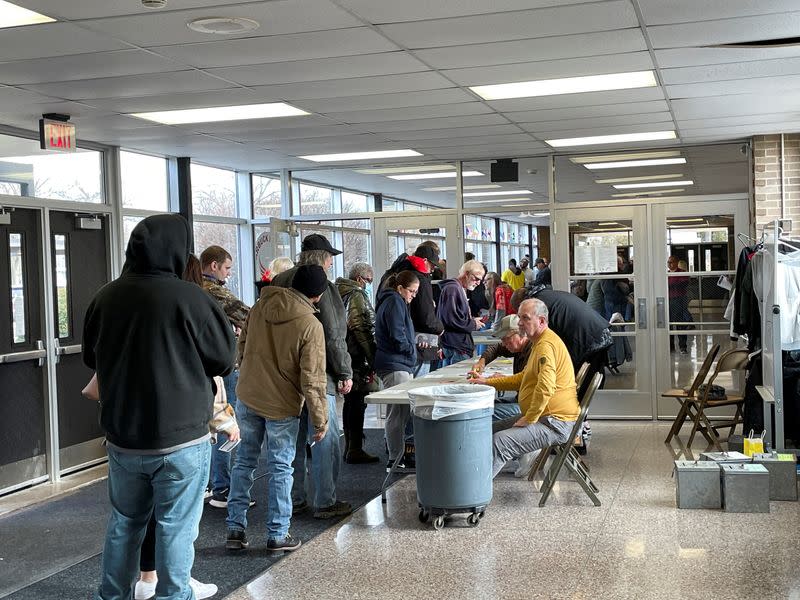 Local union members of United Auto Workers (UAW) arrive at Starbuck Middle School to vote on CNH Industrial latest contract offer in Racine