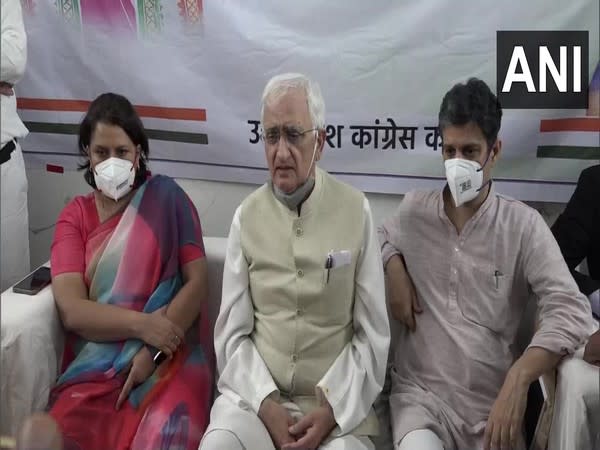 Congress leader and former Union Minister Salman Khurshid in Agra on Sunday. (Photo/ANI)