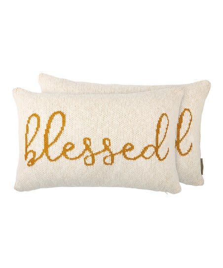 <p><a href="https://go.redirectingat.com?id=74968X1596630&url=https%3A%2F%2Fwww.zulily.com%2Fp%2Fcream-mustard-blessed-throw-pillow-635889-107268039.html&sref=https%3A%2F%2Fwww.womansday.com%2Flife%2Fg23768575%2Fbest-christian-gifts%2F" rel="nofollow noopener" target="_blank" data-ylk="slk:Shop Now;elm:context_link;itc:0;sec:content-canvas" class="link rapid-noclick-resp">Shop Now</a></p><p>Cream & Mustard 'Blessed' Throw Pillow</p><p>zulily.com</p><p>$18.99</p>