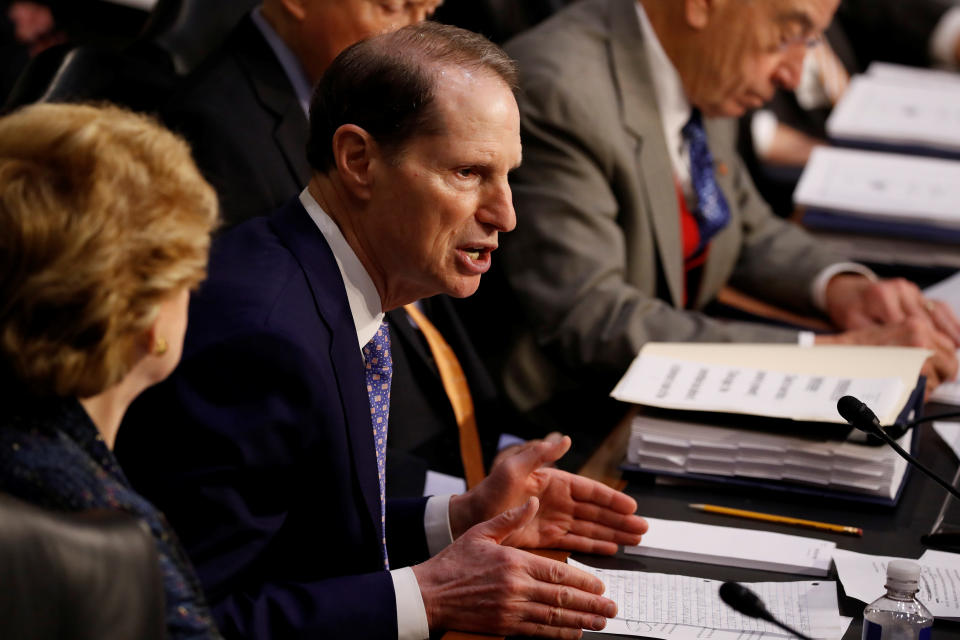 Sen. Ron Wyden (D-OR) speaks during a markup on the "Tax Cuts and Jobs Act" on Capitol Hill in Washington, U.S., November 15, 2017. REUTERS/Aaron P. Bernstein