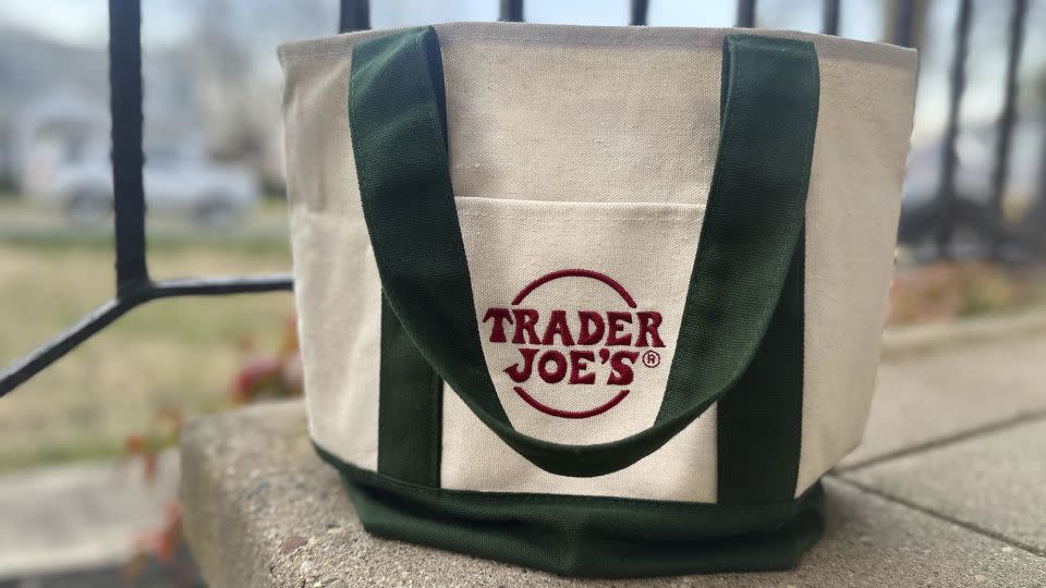 A Trader Joe's mini tote bag is shown in Palmyra, N.J., on Wednesday, March 13, 2024. - Christina Paciolla/AP