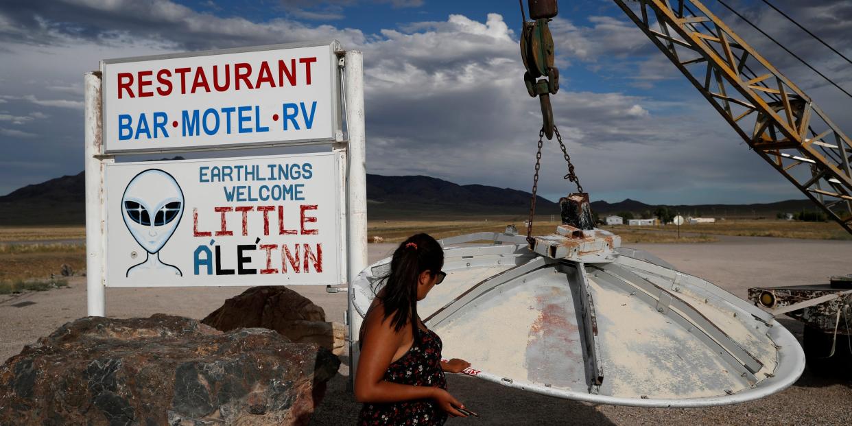 Sign for a restaurant outside of Area 51