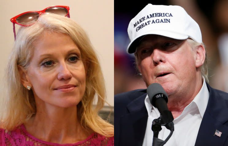Trump campaign manager Kellyanne Conway and the candidate (Photos: Reuters)