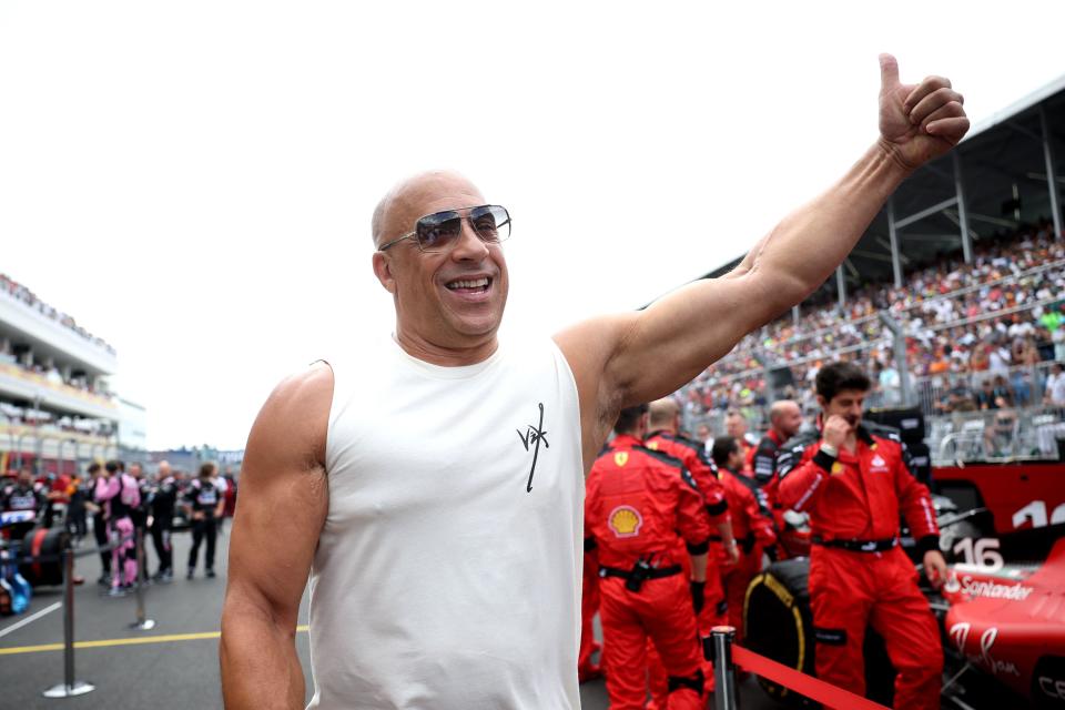 Miami, USA. 07th May, 2023. Vin Diesel (USA) Actor with Ferrari on the grid. 07.05.2023. Formula 1 World Championship, Rd 5, Miami Grand Prix, Miami, Florida, USA, Race Day. Photo credit should read: XPB/Press Association Images. Credit: XPB Images Ltd/Alamy Live News