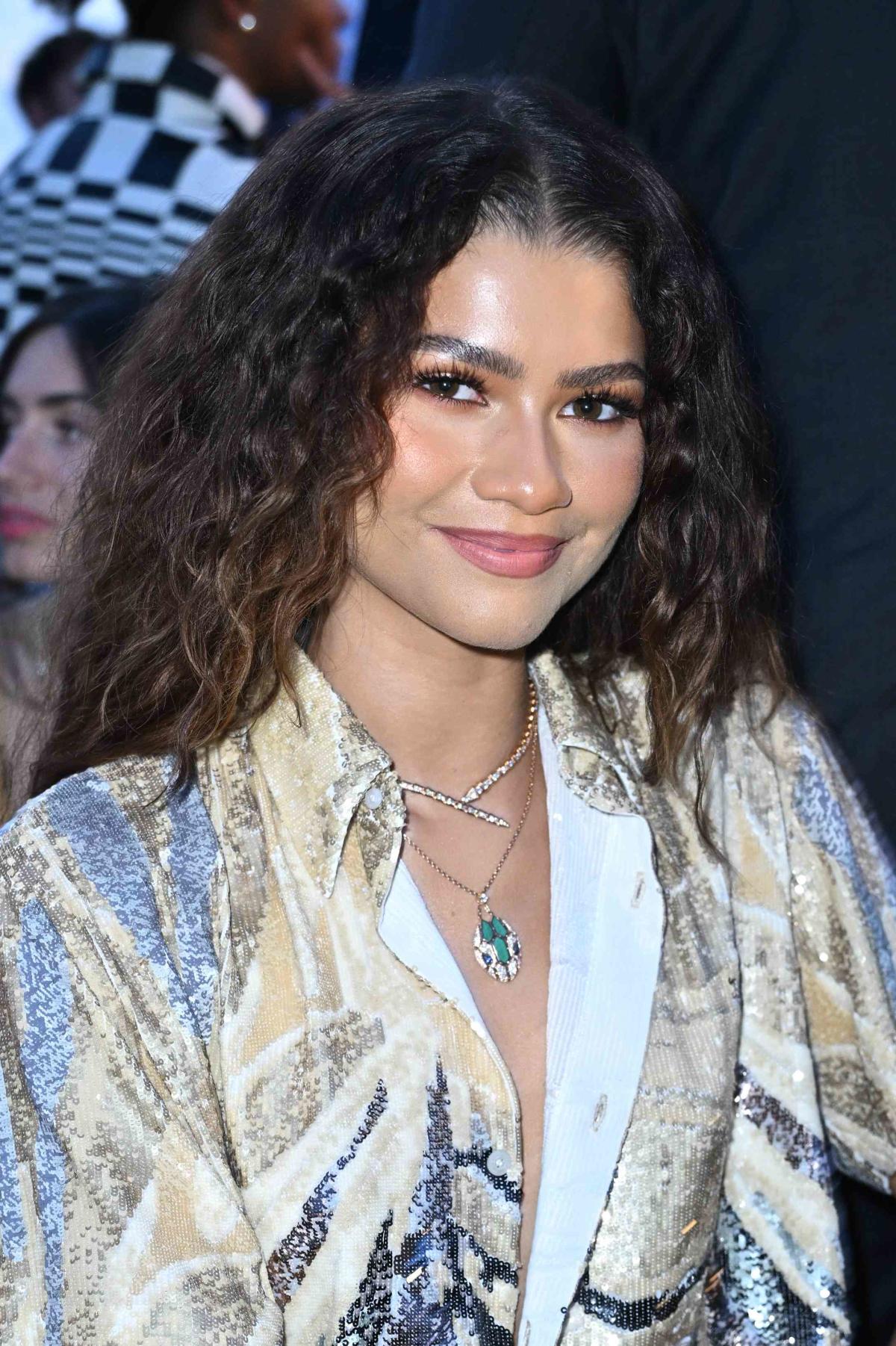 Zendaya at Louis Vuitton Men's Show in Glittery, Matching Set & Heels –  Footwear News