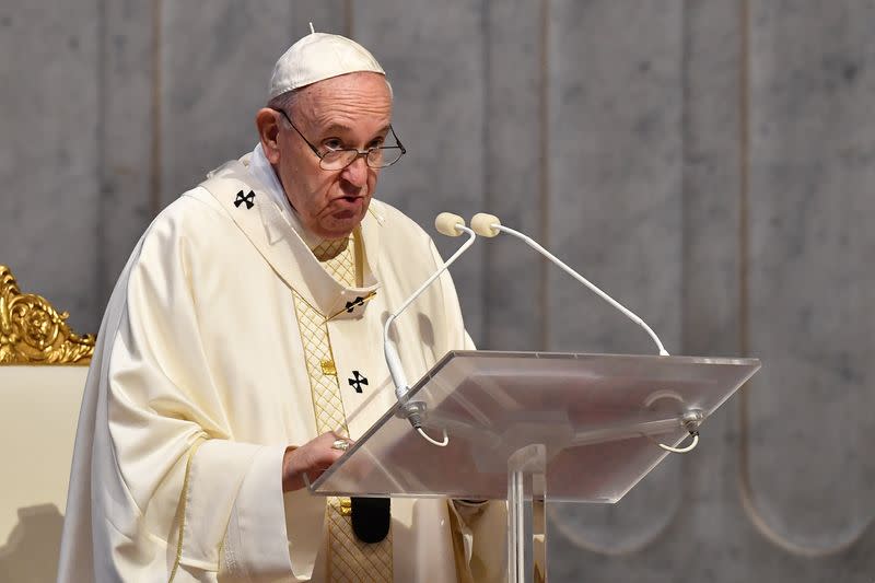 Pope Francis holds the traditional Corpus Christi feast Mass