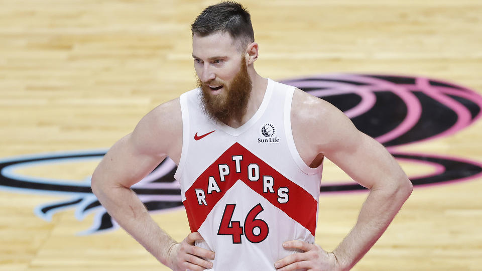 Aron Baynes detailed the harrowing experience he went through after getting injured in Tokyo. (Photo by Michael Reaves/Getty Images)