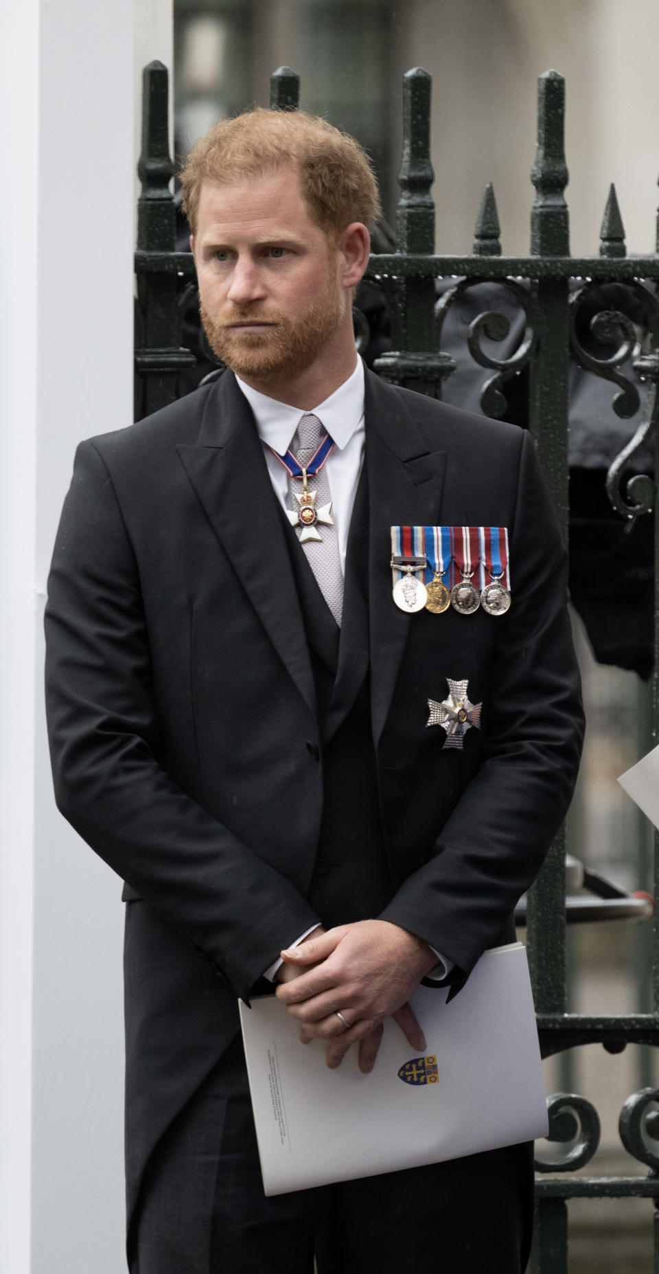 LONDON, ENGLAND - MAY 06: Prince Harry, Duke of Sussex attends the Coronation of King Charles III and Queen Camilla at Westminster Abbey on May 6, 2023 in London, England. The Coronation of Charles III and his wife, Camilla, as King and Queen of the United Kingdom of Great Britain and Northern Ireland, and the other Commonwealth realms takes place at Westminster Abbey today. Charles acceded to the throne on 8 September 2022, upon the death of his mother, Elizabeth II. (Photo by Andy Stenning - WPA Pool/Getty Images)