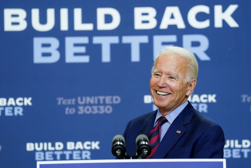 Democratic U.S. presidential nominee Biden discusses Trump administration record during coronavirus pandemic in Wilmington, Delaware