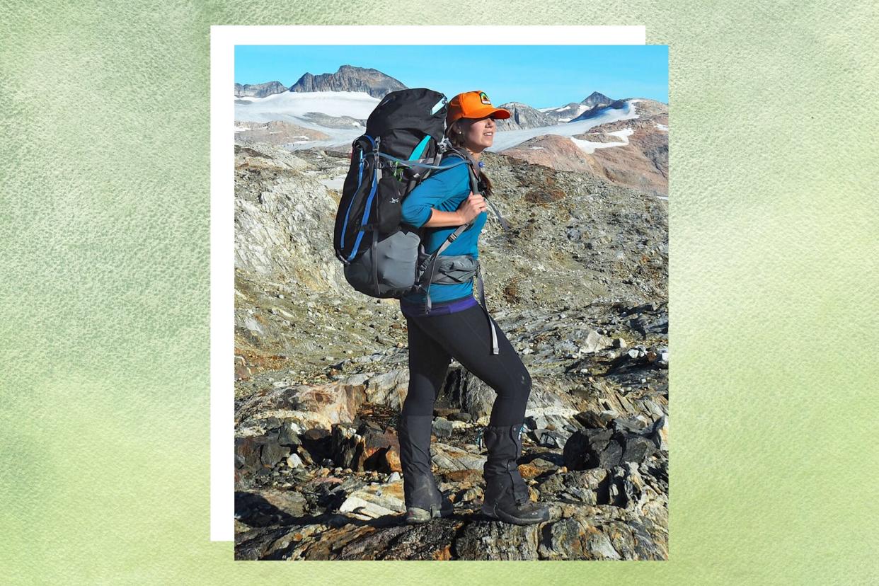 Natalie Panek hiking through Greenland.