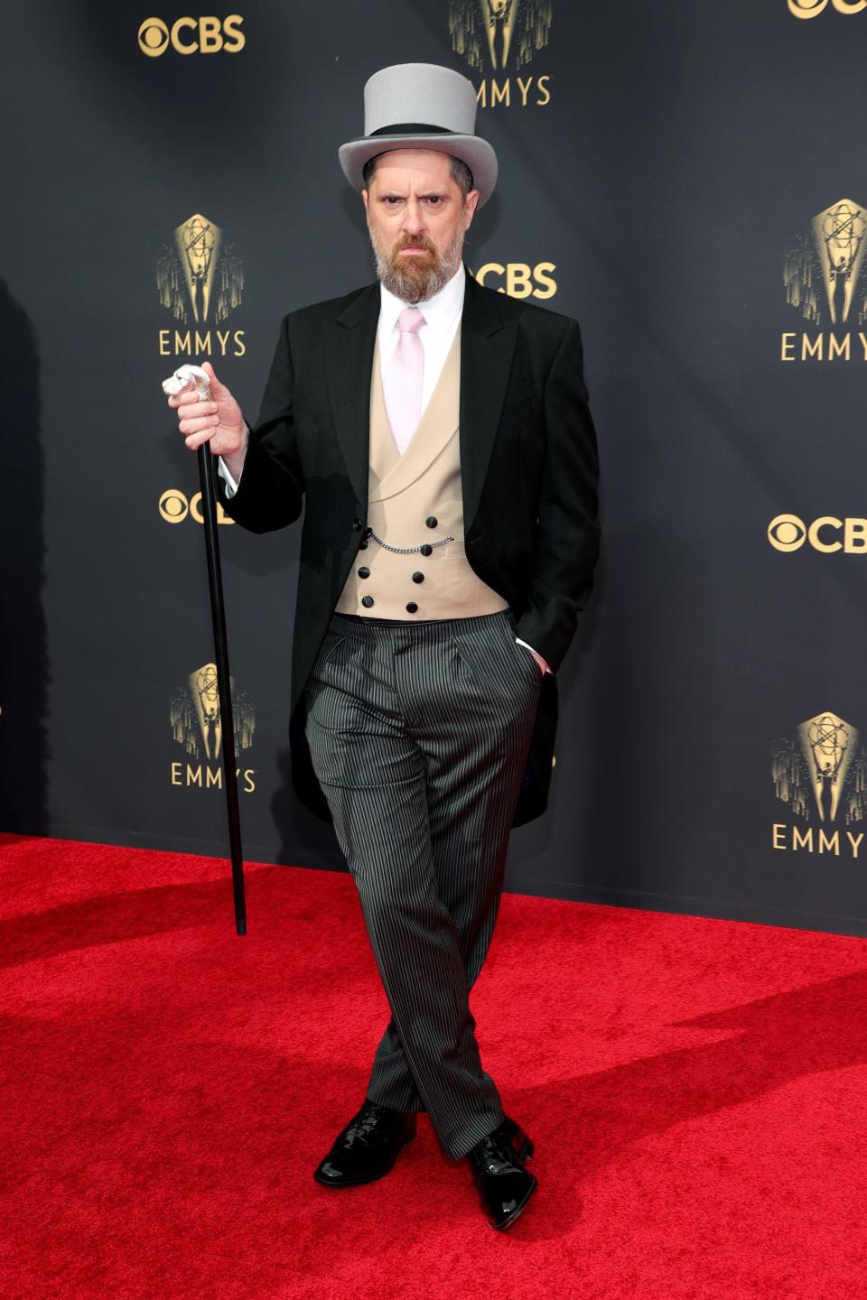 Brendan Hunt wears a morning suit to the Emmy Awards.