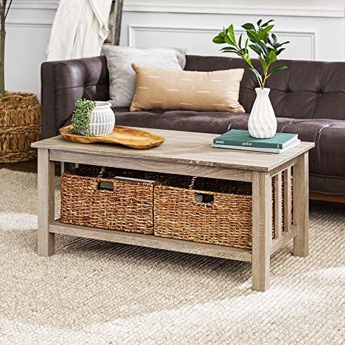 7) Rustic Wood Rectangle Coffee Table