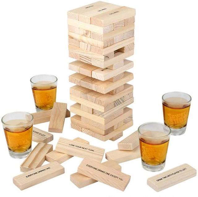 Drink Tower Wooden Block Drinking Game (Available in a pack of 1)