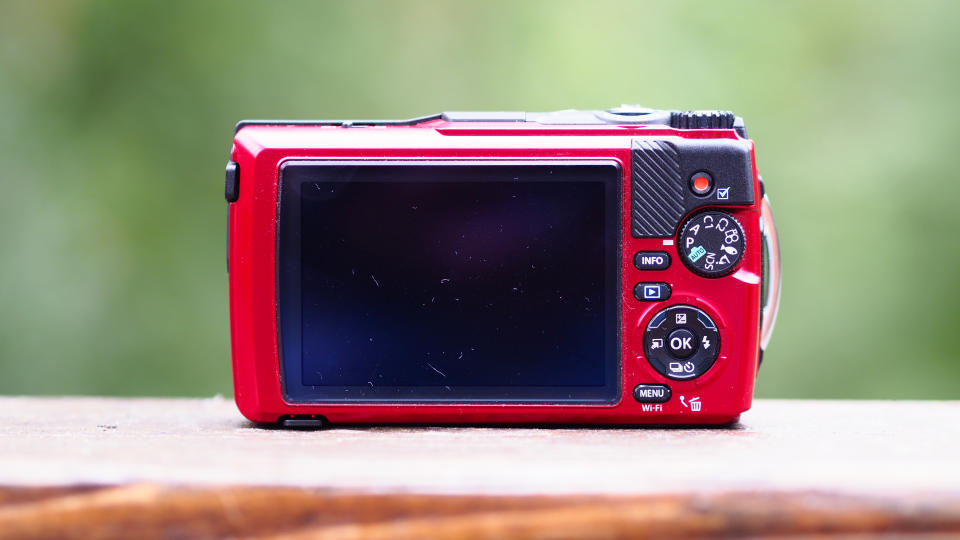 A red OM System Tough TG-7