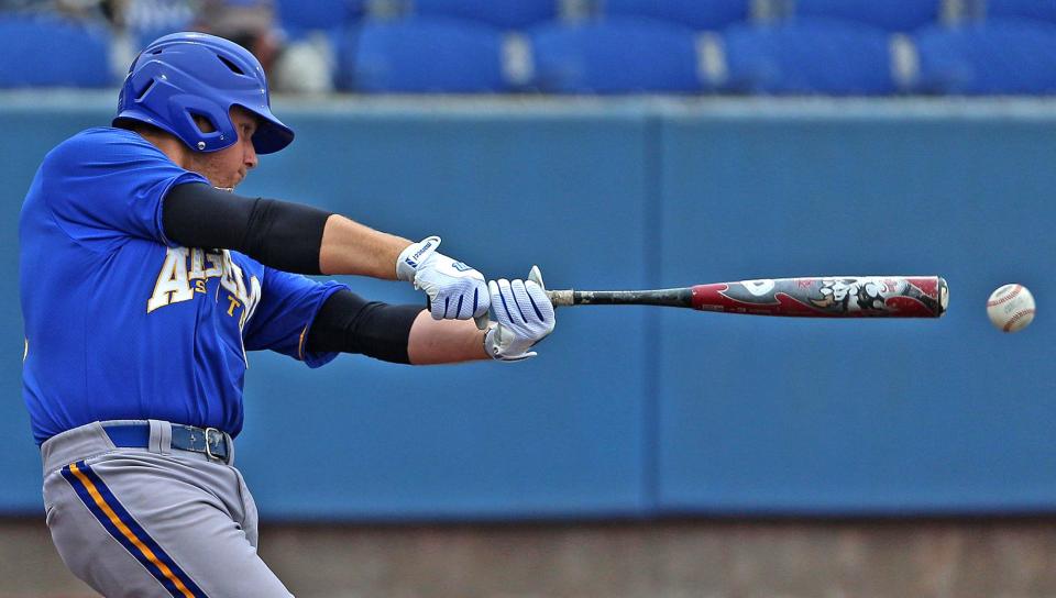 Angelo State University first baseman Aaron Walters is pictured in a file photo.