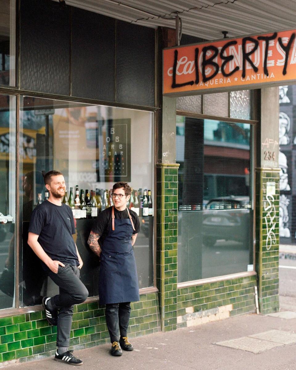 Bar manager Josh Begbie and head chef Zackary Leon Furst in front of Bar Liberty