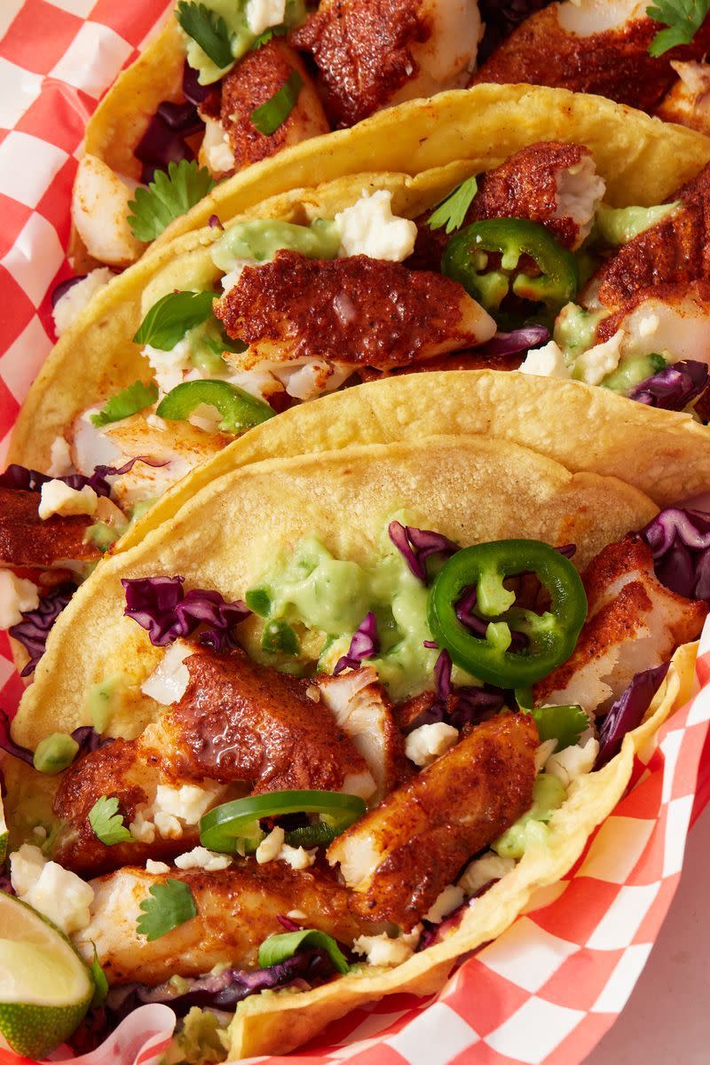 air fryer cod tacos with avocado salsa