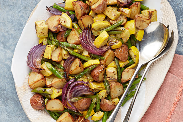 Brussels sprouts, green beans, carrots—all roasting veggies are welcome. (Photo: My Food and Family)