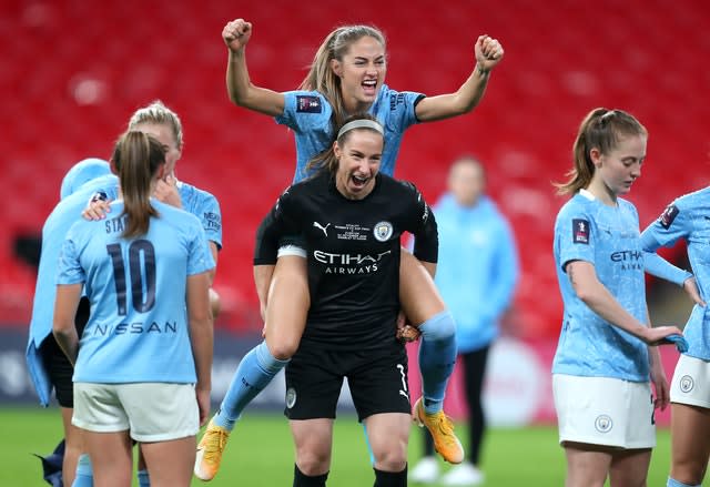 Manchester City goalkeeper Karen Bardsley recently celebrated an FA Cup win 