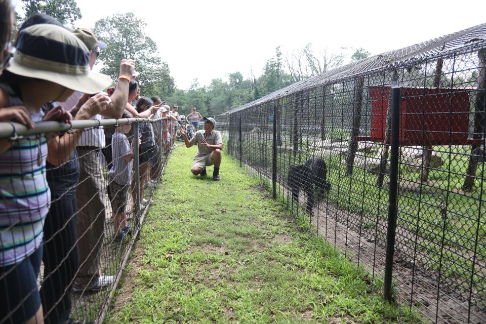 Hunter Space teaches about a panther as part of Junior Zoo Keeper Day. Junior Zoo Keeper Day at Space Farms where kids learned about animals and how to care for them in Sussex, NJ on July 17, 2021.