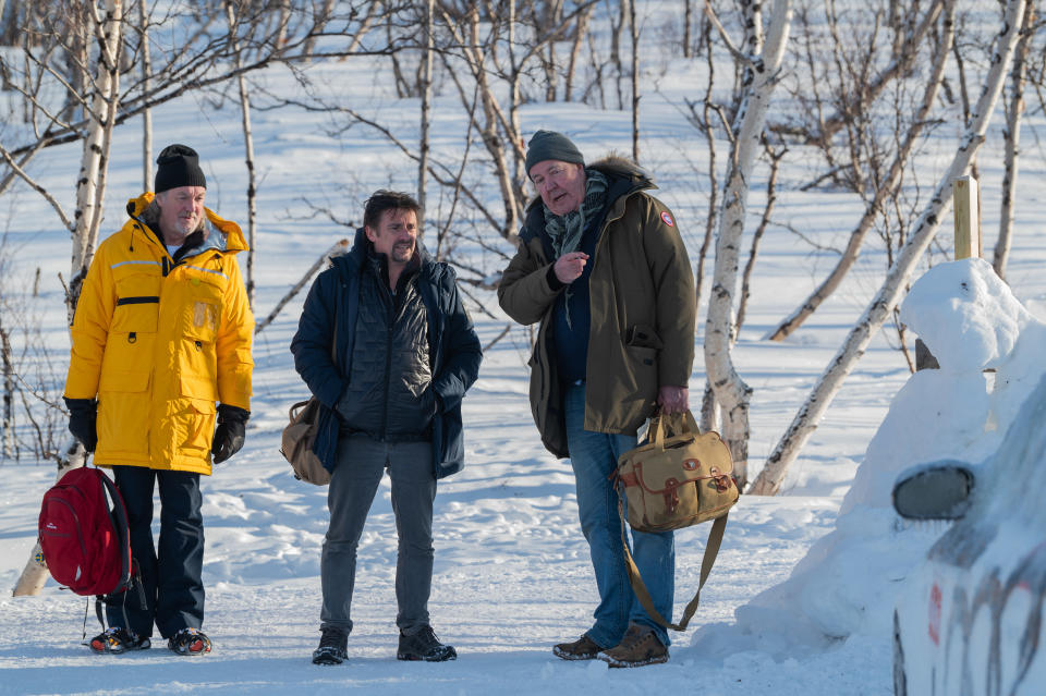 James May, Richard Hammond and Jeremy Clarkson in The Grand Tour presents: A Scandi Flick. (Prime Video)