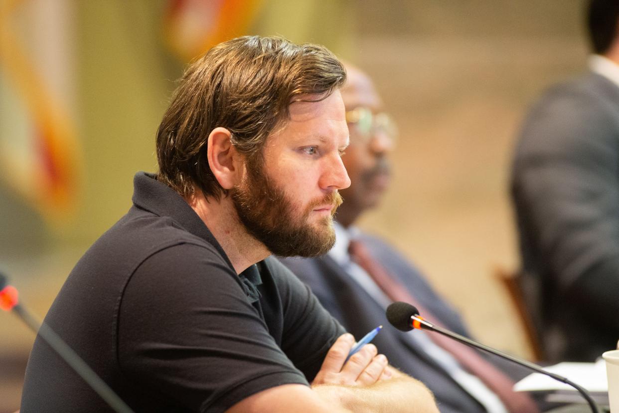 City Commissioner Jeremy Matlow listens to public comment during the Blueprint meeting at City Hall on Thursday, Aug. 24, 2023.