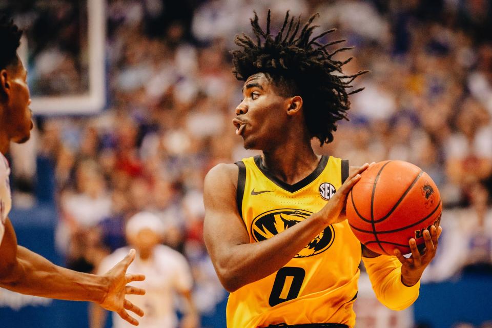 Missouri's Anton Brookshire looks to pass during the Tigers’ game against Kansas on Dec. 11.