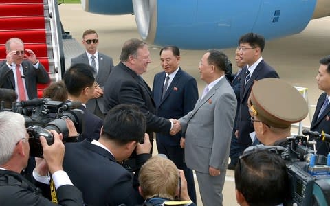 Mr Pompeo visited North Korea earlier this month but was given the cold shoulder by Kim - Credit: AFP