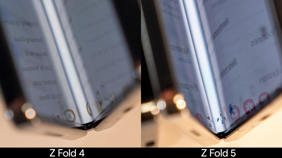 Comparing the display crease between the Samsung Galaxy Z Fold 4 and Fold 5