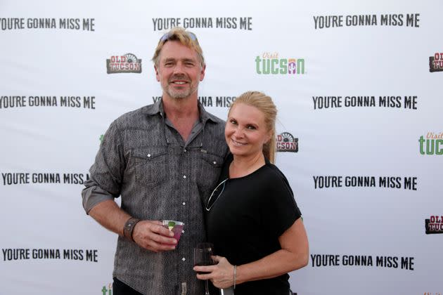 John Schneider (left) and Alicia Allain Schneider were married in 2019. 