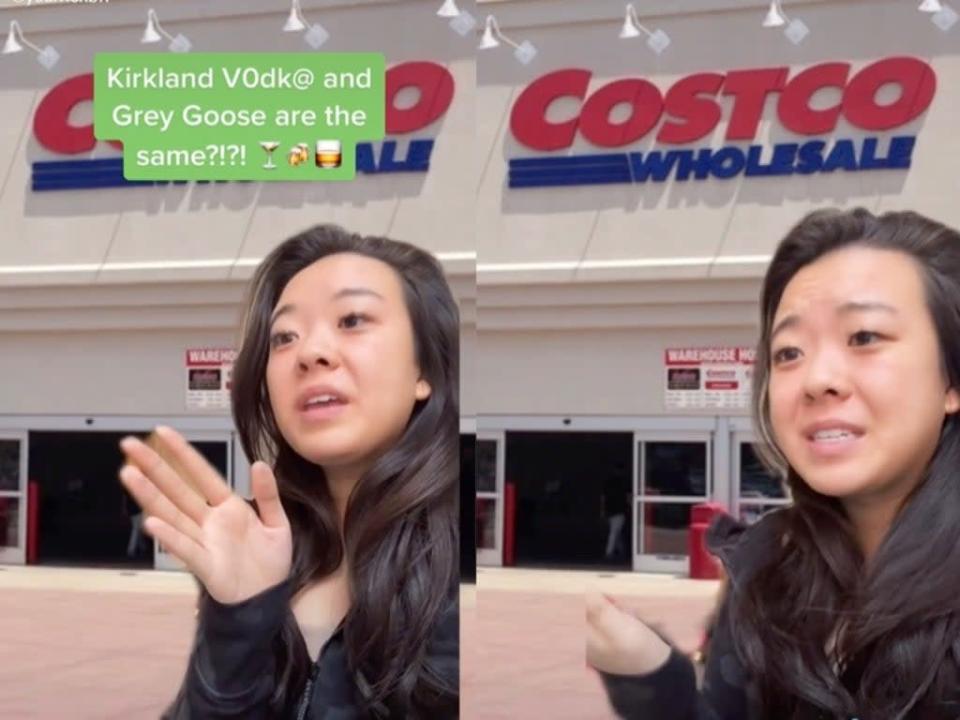 Woman claims Costco brand spirits are same as high-end versions  (TikTok / @yourrichbff)