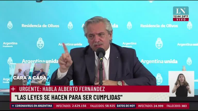 La semana pasada Alberto Fernández anunció que no soportaría ninguna clase de "rebelión"