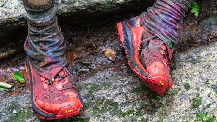 <span class="article__caption">Peterson's shoes took a beating on his hike, and the left one was nearly torn in half by the end. </span>(Photo: Michael Tidd)